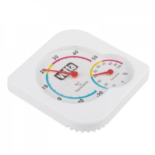 INBLOOM Термометр мини, измерение влажности воздуха, квадратный, 7,5x7,5см, пластик, блистер INBLOOM