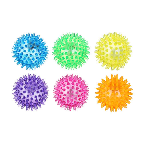 Мяч световой "Попрыгунчик-Шипы" прозрачный, резина, d6,5см, 6 цветов (производитель не указан)