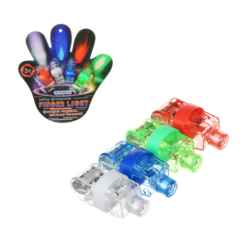 ИГРОЛЕНД Набор фонариков Finger light, пластик, 3LR44, 4 цвета ИГРОЛЕНД