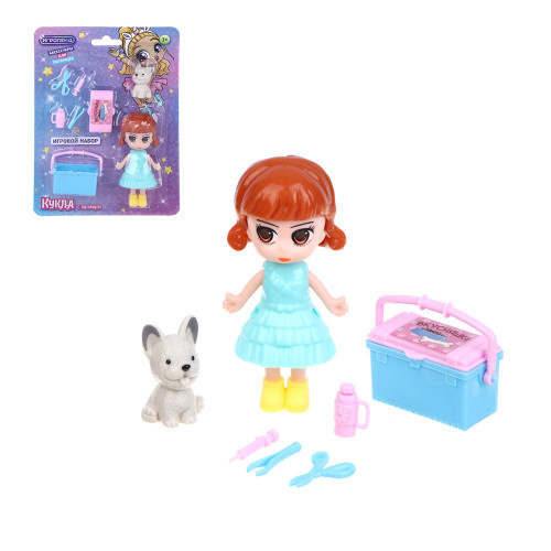 ИГРОЛЕНД Набор игровой "Кукла с питомцем", PP, ABS, 15х20,5х4 см ИГРОЛЕНД