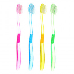 Зубная щетка, пластик, резина, мягкая жесткость, индекс 3, степень G<6, 4 цвета, ФМ22-04