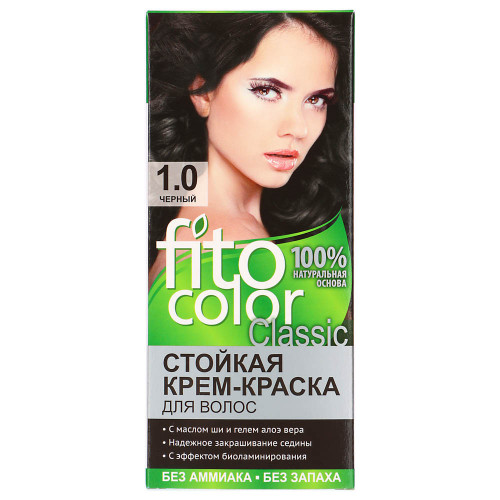 Краска для волос FITO COLOR Classic, 115 мл, тон 1.0 черный FITO COLOR