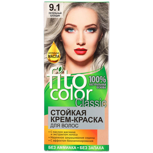 Краска для волос FITO COLOR Classic, 115 мл, тон 9.1 пепельный блондин FITO COLOR