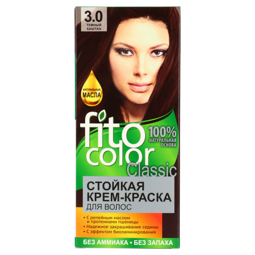 Краска для волос FITO COLOR Classic, 115 мл, тон 3.0 темный каштан FITO COLOR