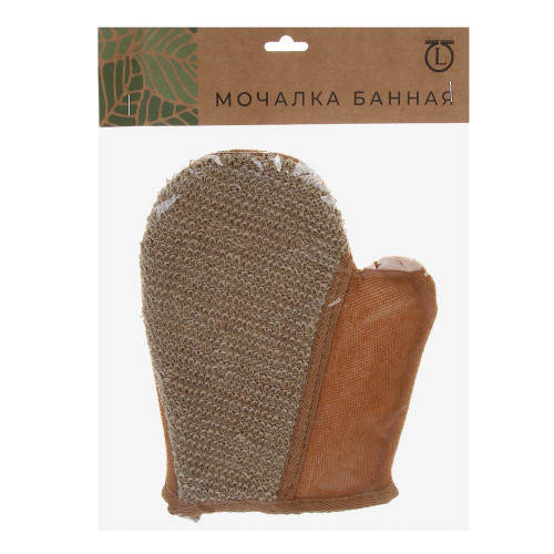 ЮL Мочалка варежка банная, рами, хлопок, поролон, 22х18см, 3 цвета, МЭ24-02 ЮL