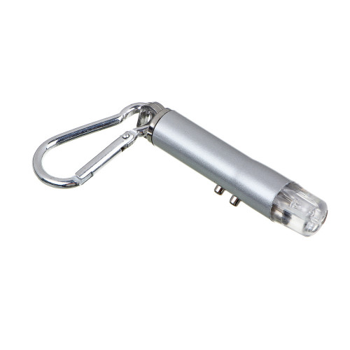 ЕРМАК Фонарик-брелок на карабине 1 LED + УФ + лазер, 3xLR44, алюминий, 6,6х1,2 см ЕРМАК