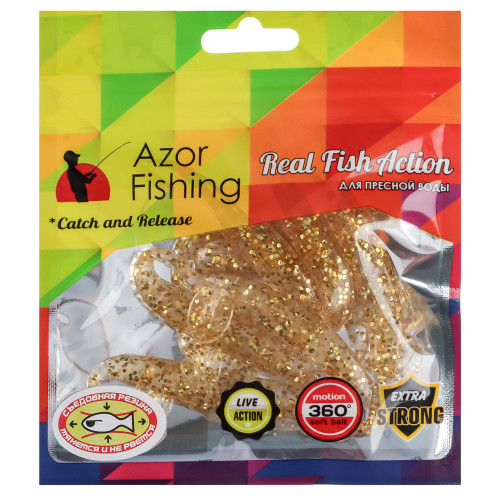AZOR FISHING Приманка мягкая Виброхвост оффсет 2.8, силикон Премиум, 70 мм, 8 шт. в уп., микс цветов AZOR FISHING