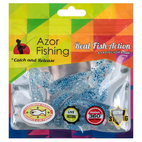AZOR FISHING Приманка мягкая Виброхвост 3.0, силикон Премиум, 75 мм, 6 шт. в уп., микс цветов AZOR FISHING