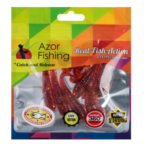 AZOR FISHING Приманка мягкая Виброхвост 3.0, силикон Премиум, 75 мм, 6 шт. в уп., микс цветов AZOR FISHING