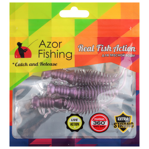 AZOR FISHING Приманка силиконовая "Личинка стрекозы", 8см, 5шт, 5 цветов AZOR FISHING