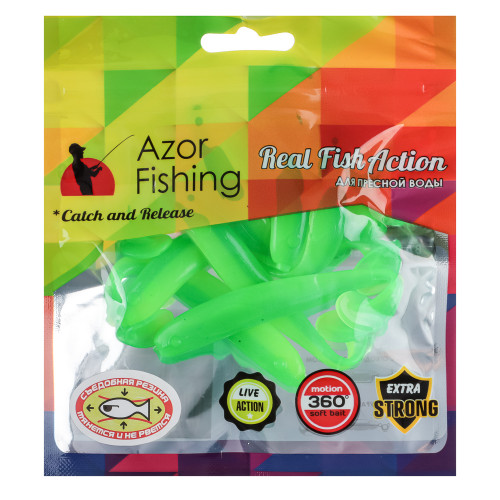 AZOR FISHING Приманка мягкая Виброхвост оффсет 2.8, силикон Премиум, 70 мм, 8 шт. в уп., микс цветов AZOR FISHING