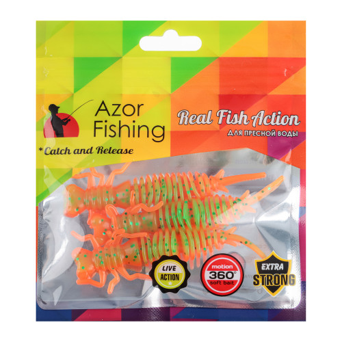 AZOR FISHING Приманка силиконовая "Личинка стрекозы", 8см, 5шт, 5 цветов AZOR FISHING