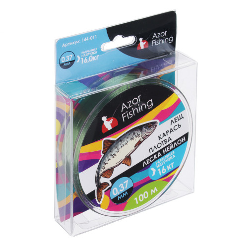 AZOR FISHING Леска "Лещ, Карась, Плотва", нейлон, 100м, 0,37мм, 16,0кг, зеленая AZOR FISHING
