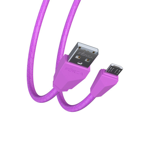 FORZA Кабель для зарядки Комфорт Micro USB, 1м, 1А, прорезиненный, 5 цветов, пакет Forza