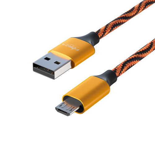 FORZA Кабель для зарядки Серпантин Micro USB, 1м, 1.5А, тканевая оплётка, 4 цвета, пакет Forza