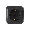 FORZA Розетка с заземляющим контактом RA 16-133-Ч, 250В, 16А, IP20, 65x65x41 мм, чёрная УХЛ4 FORZA