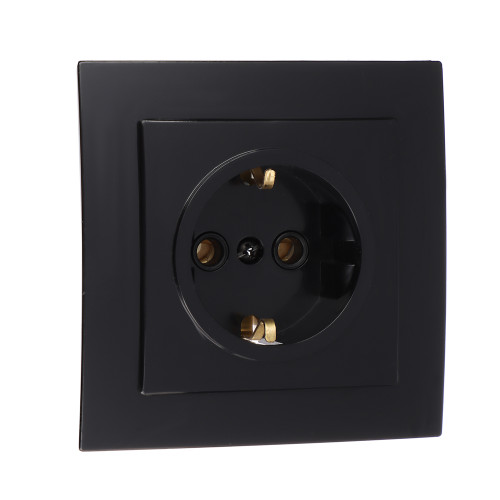 FORZA Розетка скрытой установки с зазем. контактом RS 16-133-Ч, 250В, 16А, IP20, 85x85x46 мм, чёрная FORZA
