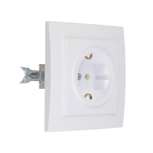 FORZA Розетка скрытой установки с зазем. контактом RS 16-133-Б, 250В, 16А, IP20, 85x85x46 мм, белая FORZA