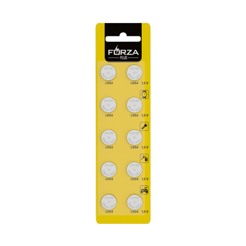 FORZA Батарейки 10шт, тип LR54 (LR1130), щелочная в блистере FORZA