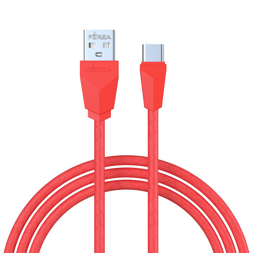 FORZA Кабель для зарядки Комфорт Type-C, 1м, 1А, PVC, прорезиненный, 5 цветов, пакет FORZA