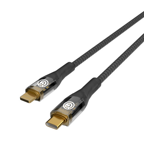 ВСЁГАЗИН Кабель для зарядки Techno Type-C-iP, 1м, Быстрая зарядка 2.4А, PD 22W, нейлон, черный ВСЁГАЗИН