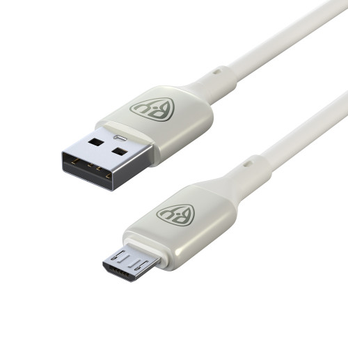 BY Кабель для зарядки Space Cable Pro Micro USB, 1м, Быстрая зарядка QC3.0, штекер металл, белый BY