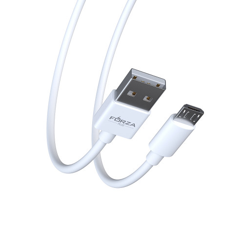 FORZA Кабель для зарядки Эталон microUSB, 1м, Быстрая зарядка 3А, QC, PD 20W, TPE, белый, кейс FORZA