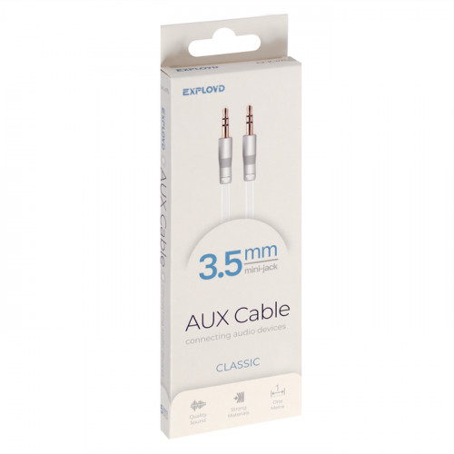 Кабель Exployd EX-K-475 Jack 3.5(м) - Jack 3.5(м),  для микро и наушников, 1 м, белый Exployd