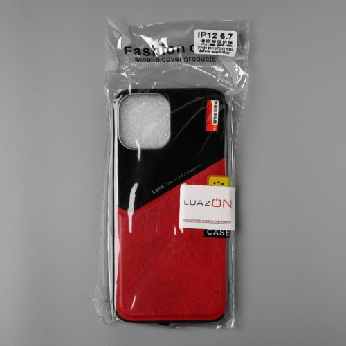 Чехол LuazON для iPhone 12 Pro Max, поддержка MagSafe, вставка из стекла и кожи, красный Luazon Home