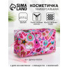 Косметичка на молнии с ручкой, объёмная, маленькая, с рисунком, розовая (производитель не указан)