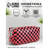 Косметичка на молнии, маленькая, с рисунком, чёрная/розовая (производитель не указан)