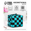 Мини косметичка на молнии подвесная, с принтом, бирюзовая/чёрная (производитель не указан)