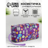 Косметичка на молнии, с ручкой, маленькая, с рисунком, фиолетовая (производитель не указан)