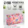 Косметичка на молнии, с ручкой, маленькая, с рисунком, розовая (производитель не указан)