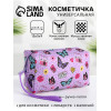 Косметичка на молнии с ручкой, объёмная, маленькая, с рисунком, сиреневая (производитель не указан)