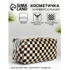 Косметичка на молнии, маленькая, с рисунком, чёрная/бежевая (производитель не указан)