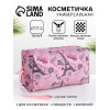 Косметичка на молнии с ручкой, объёмная, маленькая, с принтом, розовая (производитель не указан)