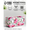 Косметичка на молнии женская, маленькая, с рисунком, белая/розовая (производитель не указан)