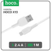 Кабель Hoco X13, microUSB - USB, 2,4 А, 1 м, PVC оплетка, белый Hoco