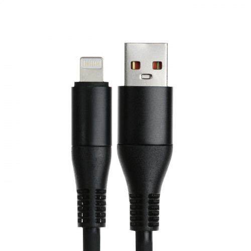 Кабель Lightning - USB, 5 A, оплётка TPE, утолщенный, 1 метр, чёрный (производитель не указан)