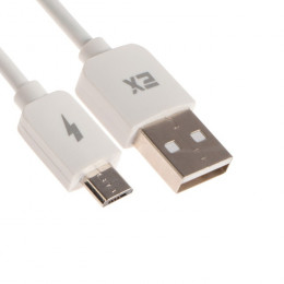 Кабель Exployd EX-K-998, microUSB - USB, 2.1 А, 1 м, силиконовая оплетка, белый
