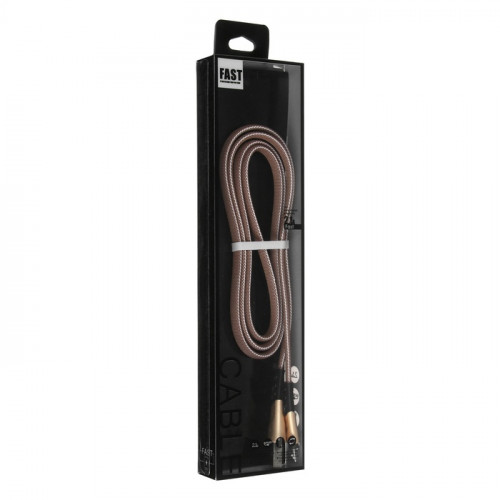 Кабель MicroUSB - USB, 2.4 А, оплётка ткань, плоский, 1 метр, коричневый (производитель не указан)