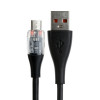 Кабель, 2 А, MicroUSB  - USB, прозрачный, TPE оплётка, 1 м, чёрный (производитель не указан)