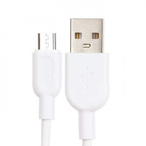 Кабель Smartbuy S01, microUSB - USB, 2.4 А, 1 м, зарядка + передача данных, белый Smartbuy