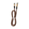 Кабель MicroUSB - USB, 2.4 А, оплётка ткань, плоский, 1 метр, коричневый (производитель не указан)