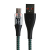 Кабель, 2 А, MicroUSB  - USB, прозрачный, оплётка нейлон, 1 м, зелёный (производитель не указан)