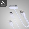 Кабель 3 в 1 LuazON, microUSB/Lightning/iPhone 30-pin - USB, 1 А, 0.2 м, белый Luazon Home