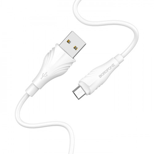 Кабель Borofone BX18, microUSB - USB, 2 А, 2 м, PVC оплётка, белый Borofone