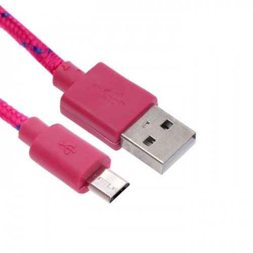 Кабель OXION DCC288, microUSB - USB, зарядка + передача данных, 1 м, оплетка, розовый Oxion