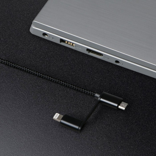 Кабель Windigo, 2 в 1, microUSB/Lightning - USB, 2 А, нейлон оплетка, 1 м, черный Windigo
